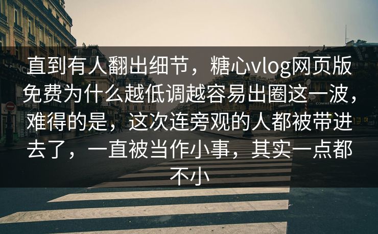 直到有人翻出细节，糖心vlog网页版免费为什么越低调越容易出圈这一波，难得的是，这次连旁观的人都被带进去了，一直被当作小事，其实一点都不小