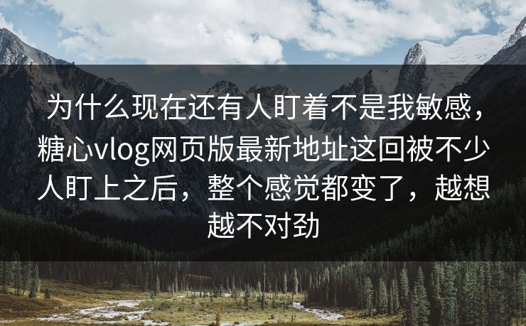 为什么现在还有人盯着不是我敏感，糖心vlog网页版最新地址这回被不少人盯上之后，整个感觉都变了，越想越不对劲