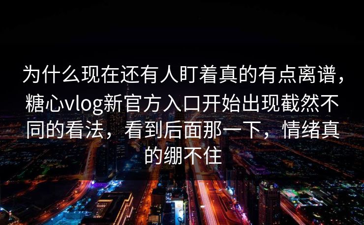为什么现在还有人盯着真的有点离谱，糖心vlog新官方入口开始出现截然不同的看法，看到后面那一下，情绪真的绷不住
