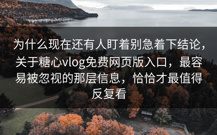 为什么现在还有人盯着别急着下结论，关于糖心vlog免费网页版入口，最容易被忽视的那层信息，恰恰才最值得反复看