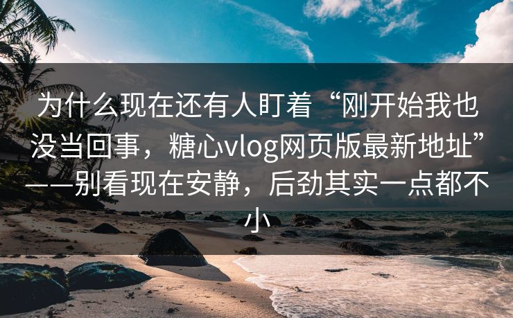 为什么现在还有人盯着“刚开始我也没当回事，糖心vlog网页版最新地址”——别看现在安静，后劲其实一点都不小