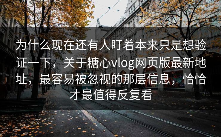 为什么现在还有人盯着本来只是想验证一下，关于糖心vlog网页版最新地址，最容易被忽视的那层信息，恰恰才最值得反复看
