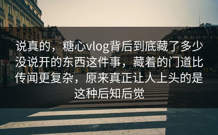 说真的，糖心vlog背后到底藏了多少没说开的东西这件事，藏着的门道比传闻更复杂，原来真正让人上头的是这种后知后觉