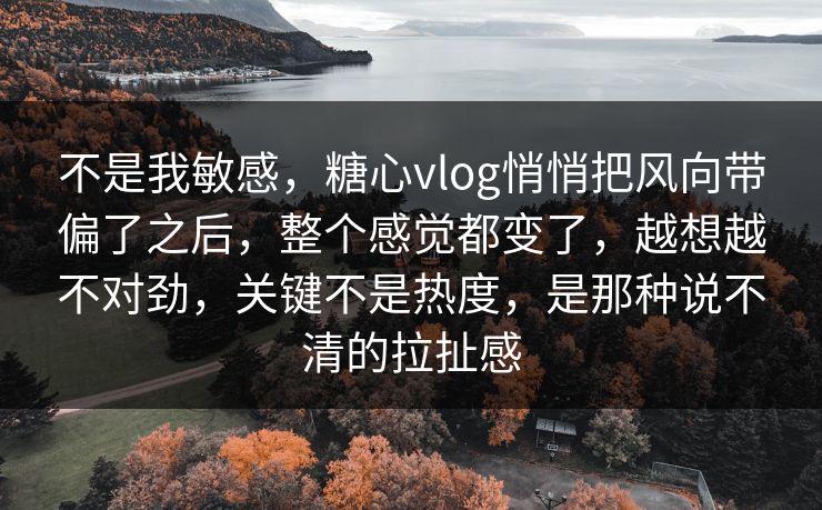 不是我敏感，糖心vlog悄悄把风向带偏了之后，整个感觉都变了，越想越不对劲，关键不是热度，是那种说不清的拉扯感