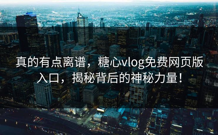 真的有点离谱，糖心vlog免费网页版入口，揭秘背后的神秘力量！