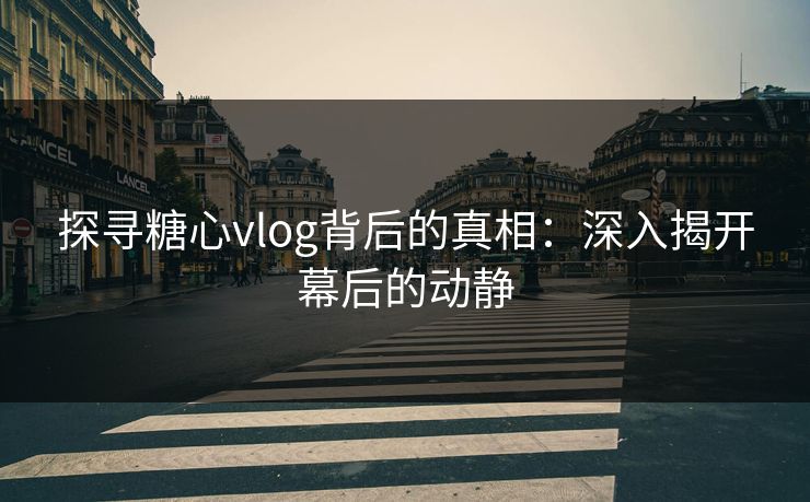探寻糖心vlog背后的真相:深入揭开幕后的动静