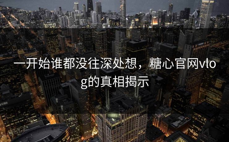 一开始谁都没往深处想,糖心官网vlog的真相揭示