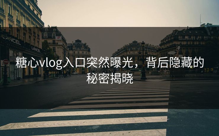 糖心vlog入口突然曝光，背后隐藏的秘密揭晓