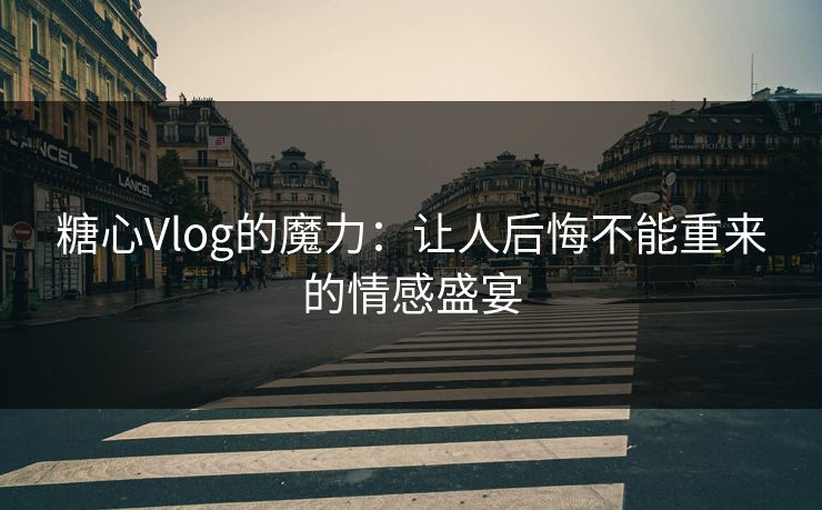 糖心Vlog的魔力：让人后悔不能重来的情感盛宴