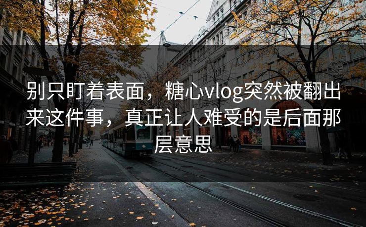 别只盯着表面，糖心vlog突然被翻出来这件事，真正让人难受的是后面那层意思